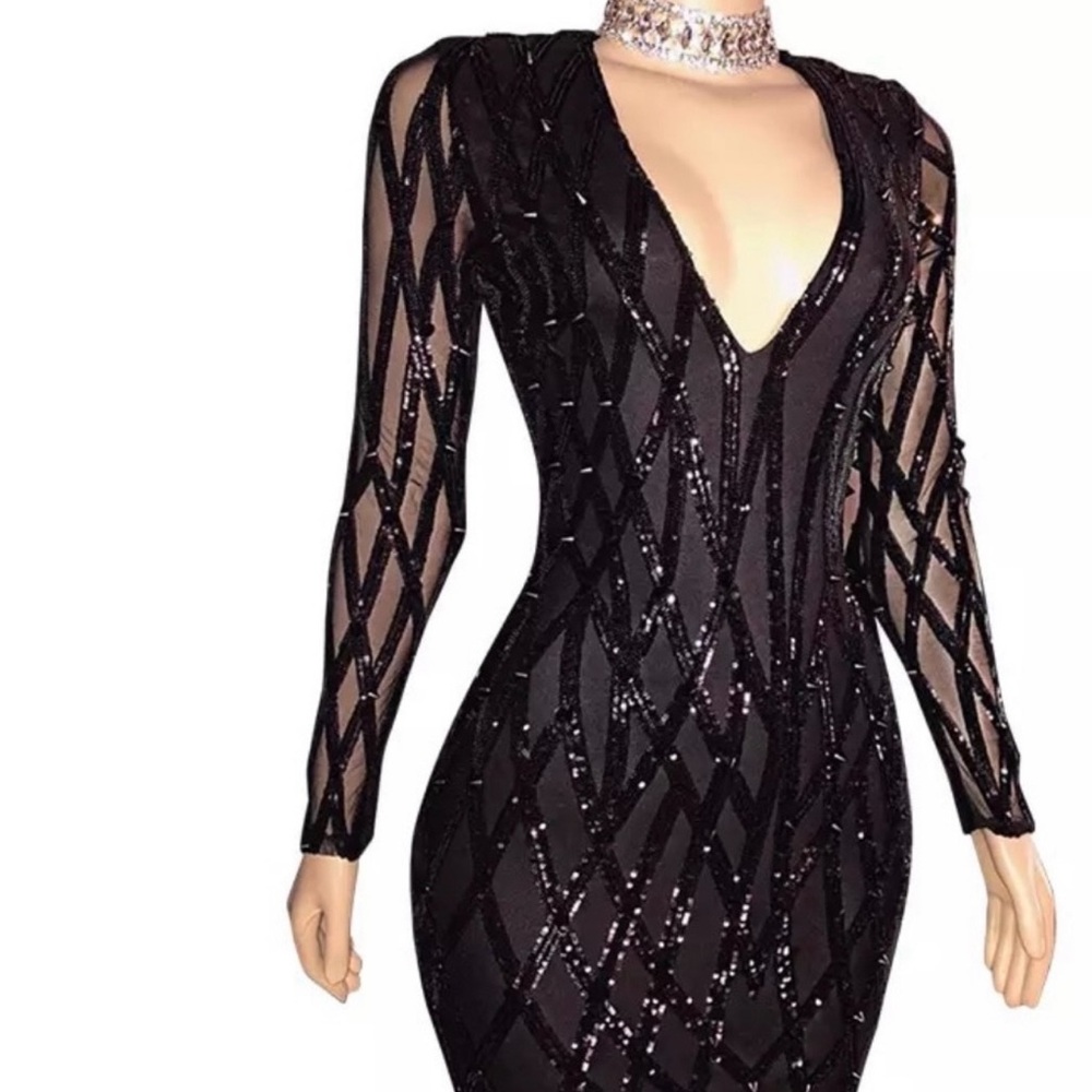 Elegant Black Sequin Dress